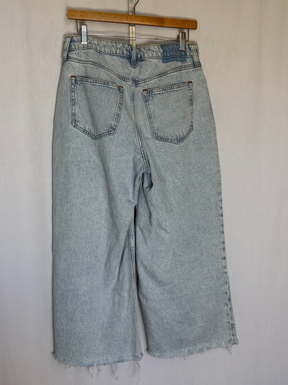 Abercrombie & Fitch Curve Love High Rise Cropped Wide Leg Jeans Sz 6S Light Wash - Picture 5 of 13